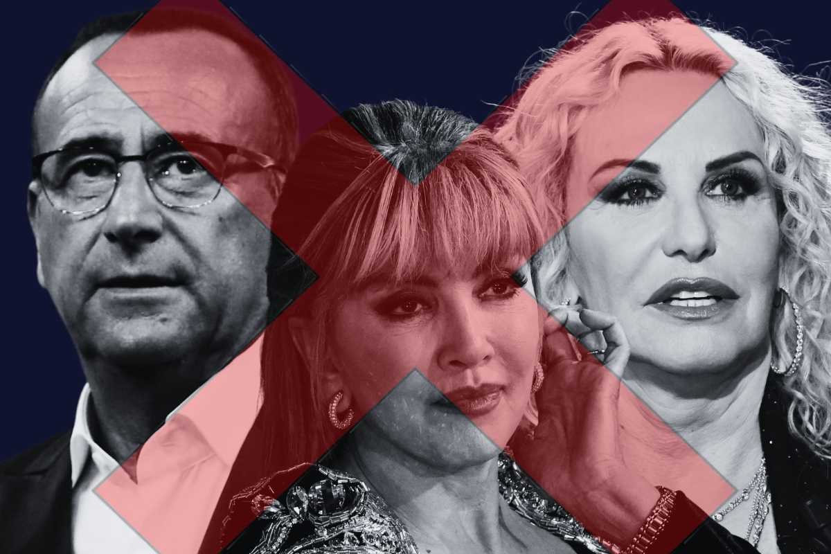 Carlo Conti, Milly Carlucci e Antonella Clerici, croce rossa