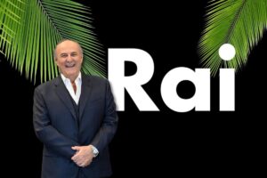 Logo Rai, palme e Gerry Scotti
