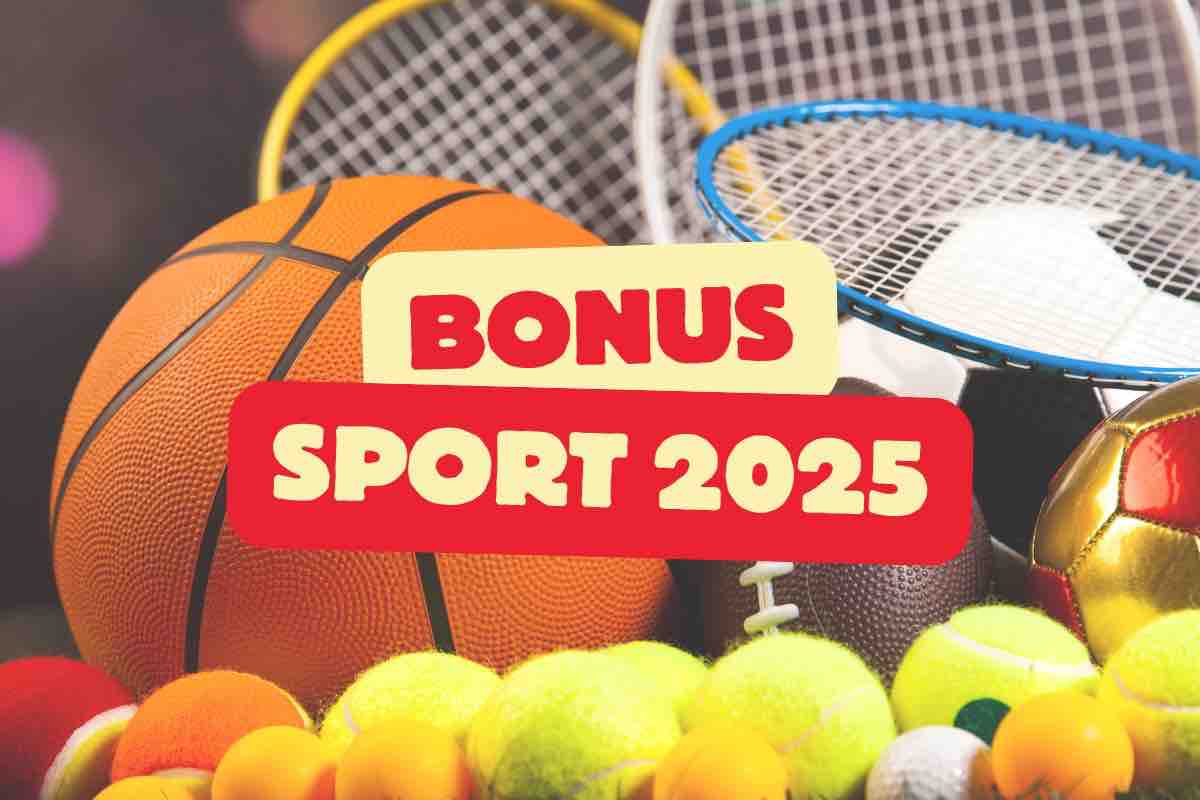 Oggetti sport e scritta "bonus sport 2025"