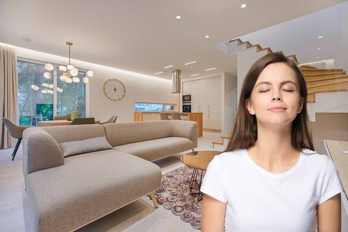 casa e donna che odora l'ambiente