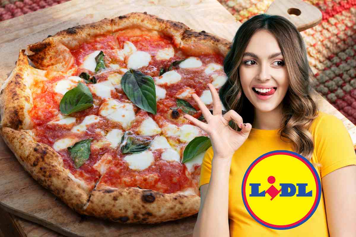 pizza donna gesto ok e logo lidl